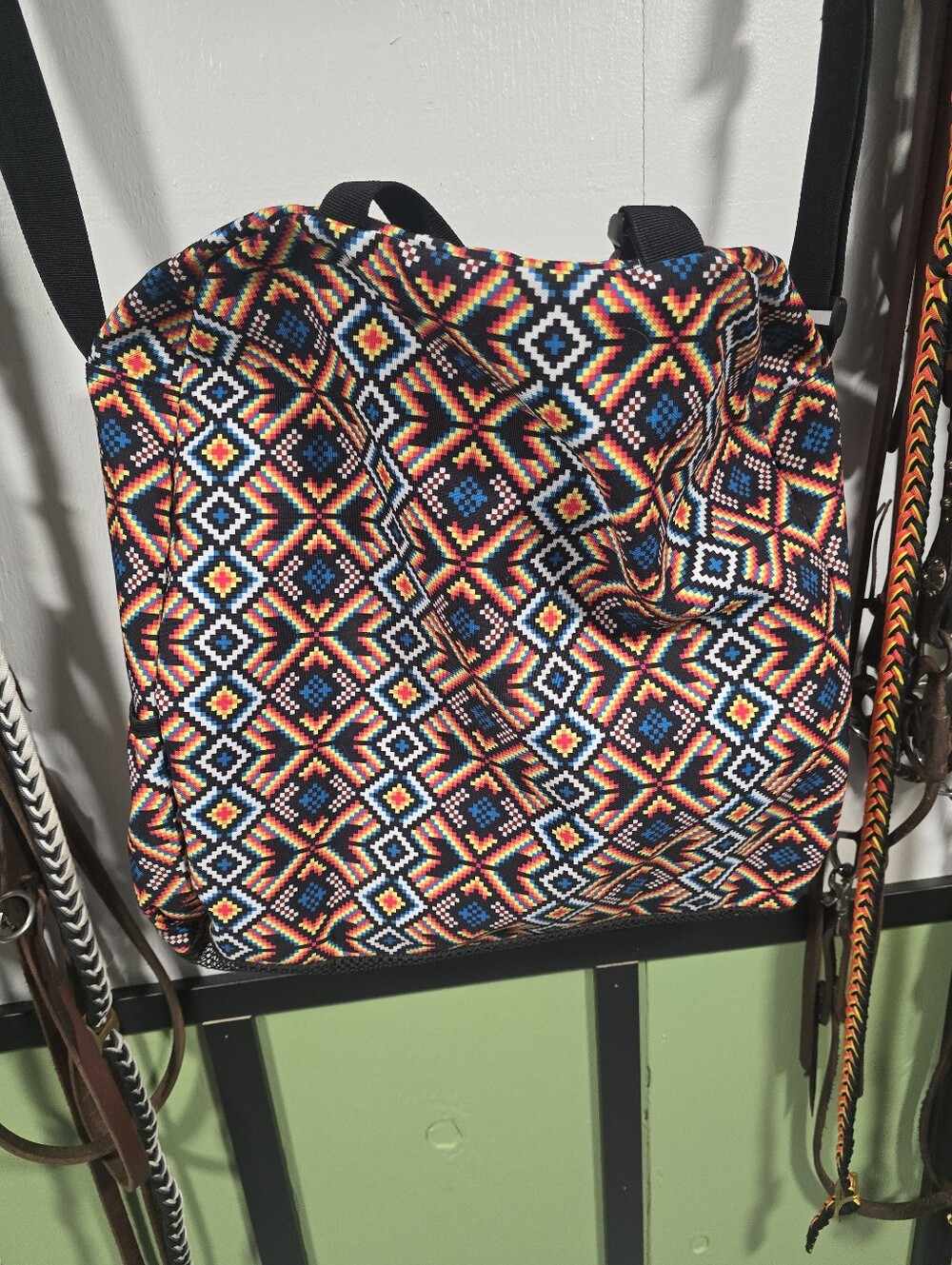 Colorful Geometric Patterned Sport Boot Bag with Front Mesh Pocket - Picture 12 of 16